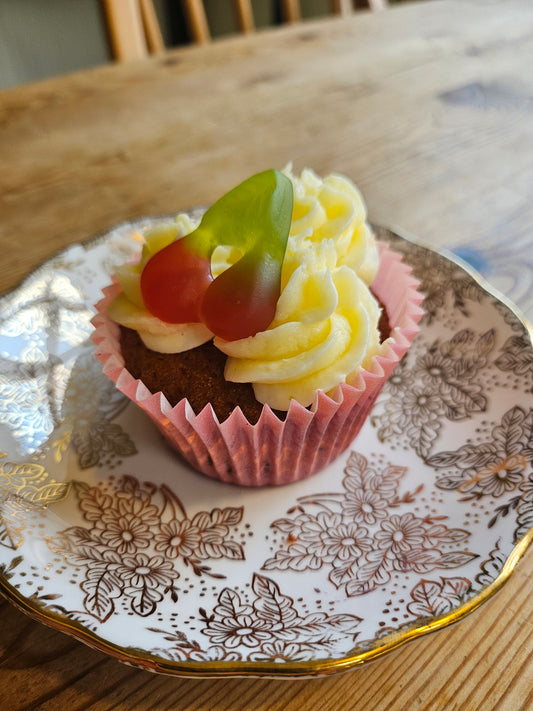12 Cherry and Almond Cupcakes - Made Without Gluten, Vegan Option Available