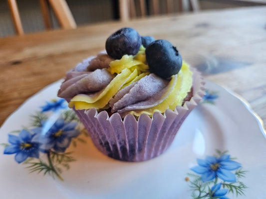 12 Blueberry & Lemon Cupcakes - Made Without Gluten, Vegan Option Available