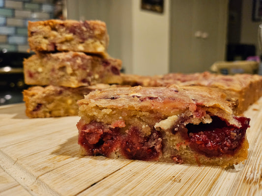 Raspberry and White Chocolate Blondie - Made without Gluten
